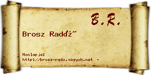 Brosz Radó névjegykártya